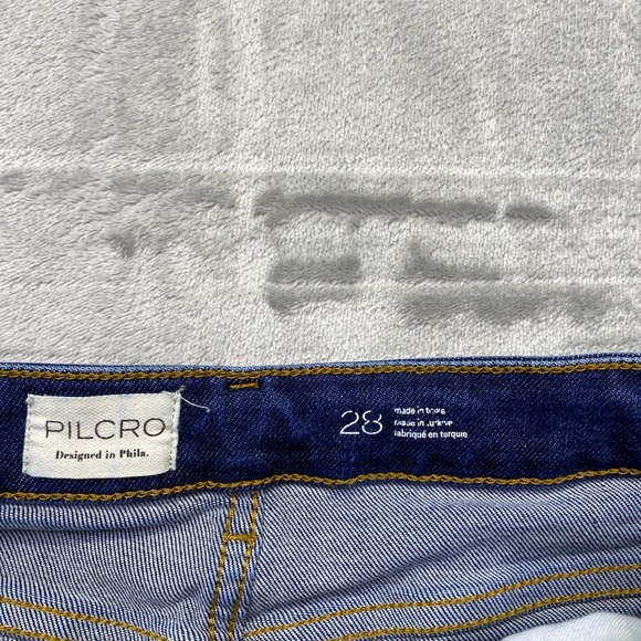 PILCRO High Rise‎ Wide Leg Crop Raw Hem Dark Wash Jeans Womens Size 28 Fits 25" - Picture 6 of 9